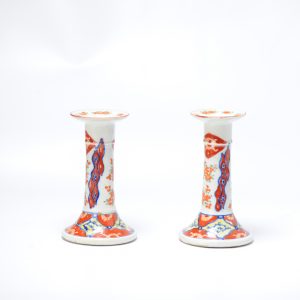 Antique 19th century Japanese Porcelain Candle Sticks Edo or Meiji Period