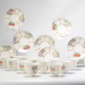 12# Antique Japanese Meiji Period Set Of Chawan Tea Bowls Porcelain Eggshell