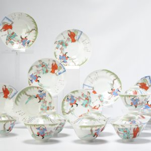 10# Antique Japanese Meiji Period Set Of Chawan Tea Bowls Porcelain Eggshell