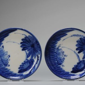 Antique Meiji period Japanese Porcelain Kaiseki set Plates with  Japan 19th/20th century