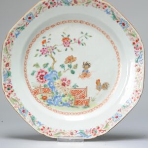 Antique unusual Chinese 18C Famille Rose Landscape Plate Qianlong China