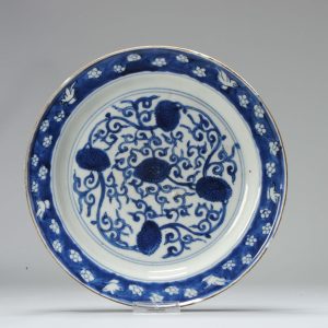 Very rare Kosometsuke Antique Chinese 17c Ming Dynasty Plate China Porcelain Blue and White