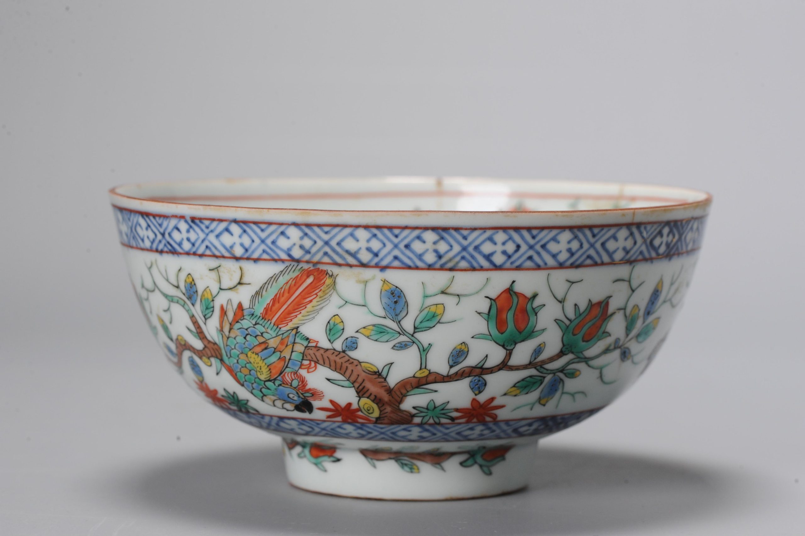 Antique Kangxi 18th Amsterdam Bont Porcelain Bowl Chinese Polychrome Kakiemon