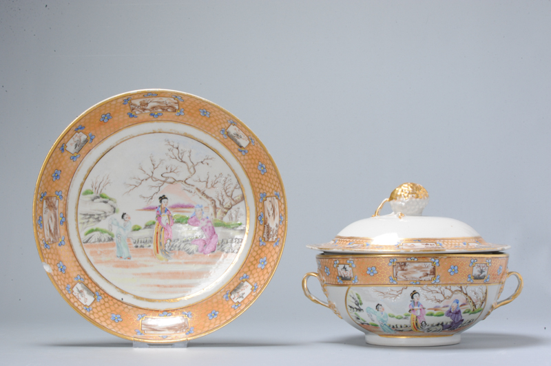 Rare Antique Chinese Tureen Porcelain Jiaqing Period Rockefeller Style Tureen