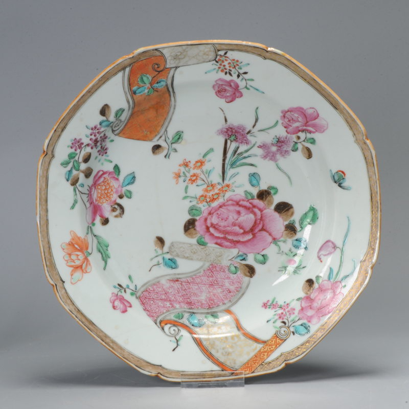 Antique Qianlong/Yongzheng period 18th Famille Rose Chinese porcelain Dish Flowers