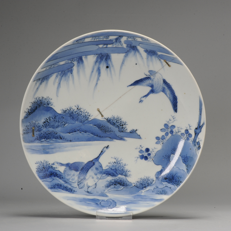 Edo period Ko-Imari ca 1650-1660 Japanese Porcelain dish Arita Ducks