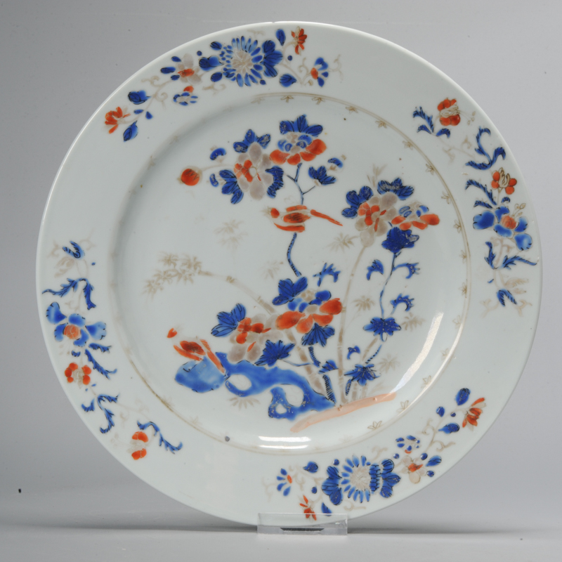 Antique Yongzheng 18C Chinese porcelain Plate Overglaze Blue Flowers