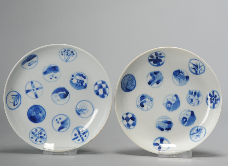 Antique Chinese Porcelain 19C Bleu de Hue Dish Marked Base Medaillions