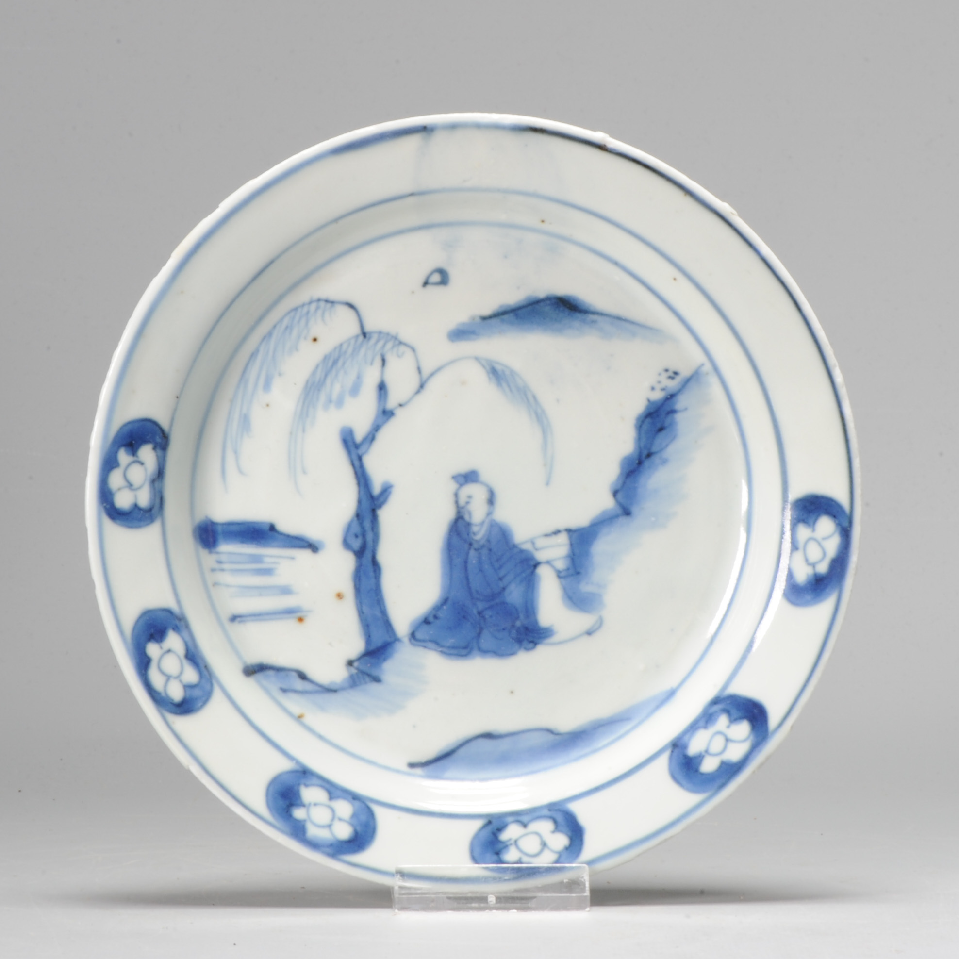 17C Chinese Porcelain Ming Period Kosometsuk Plate Dish Literatus Chenghua Marked