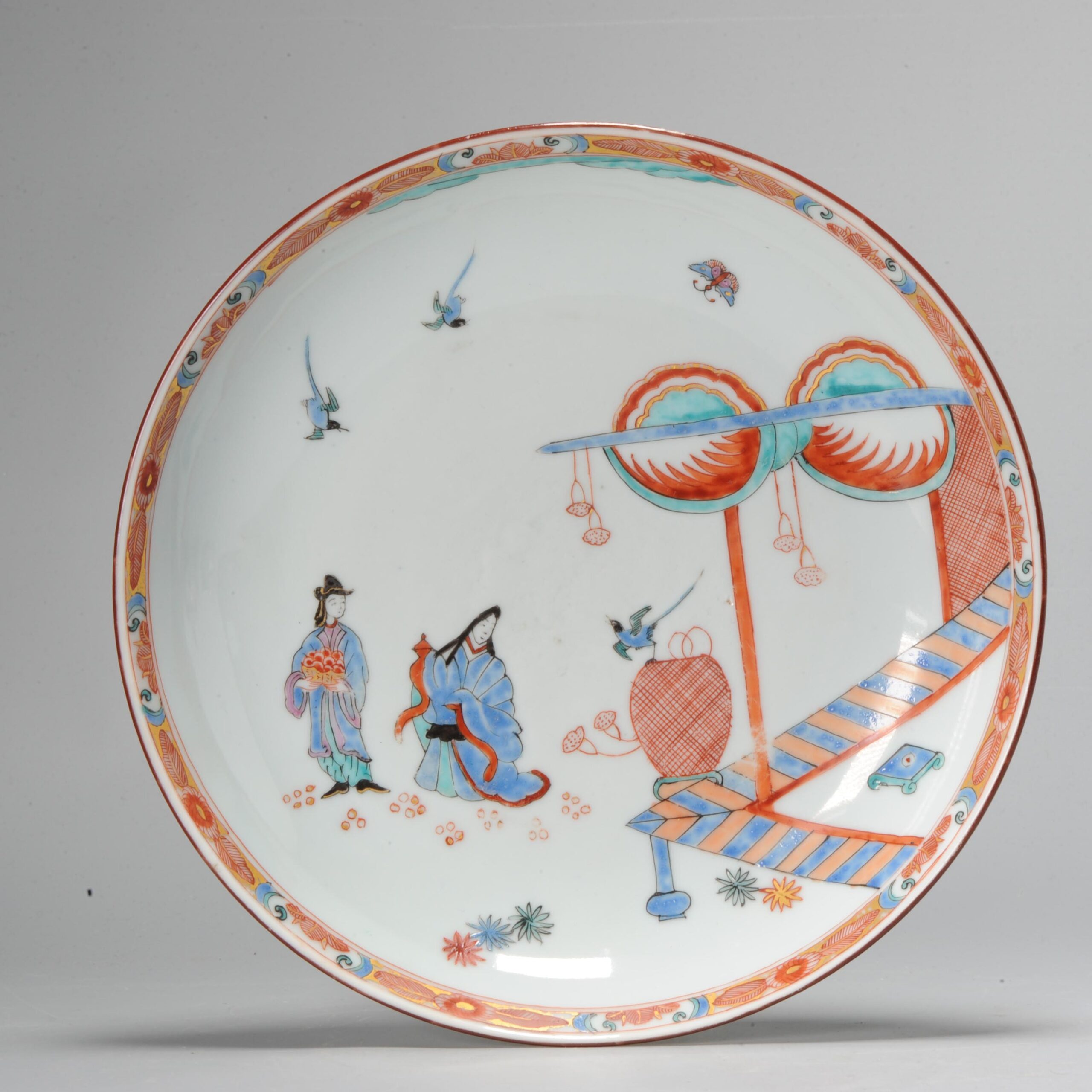 Antique 18C Chinese Porcelain Kakiemon Dishe Amsterdam Bont Qing Nightingale