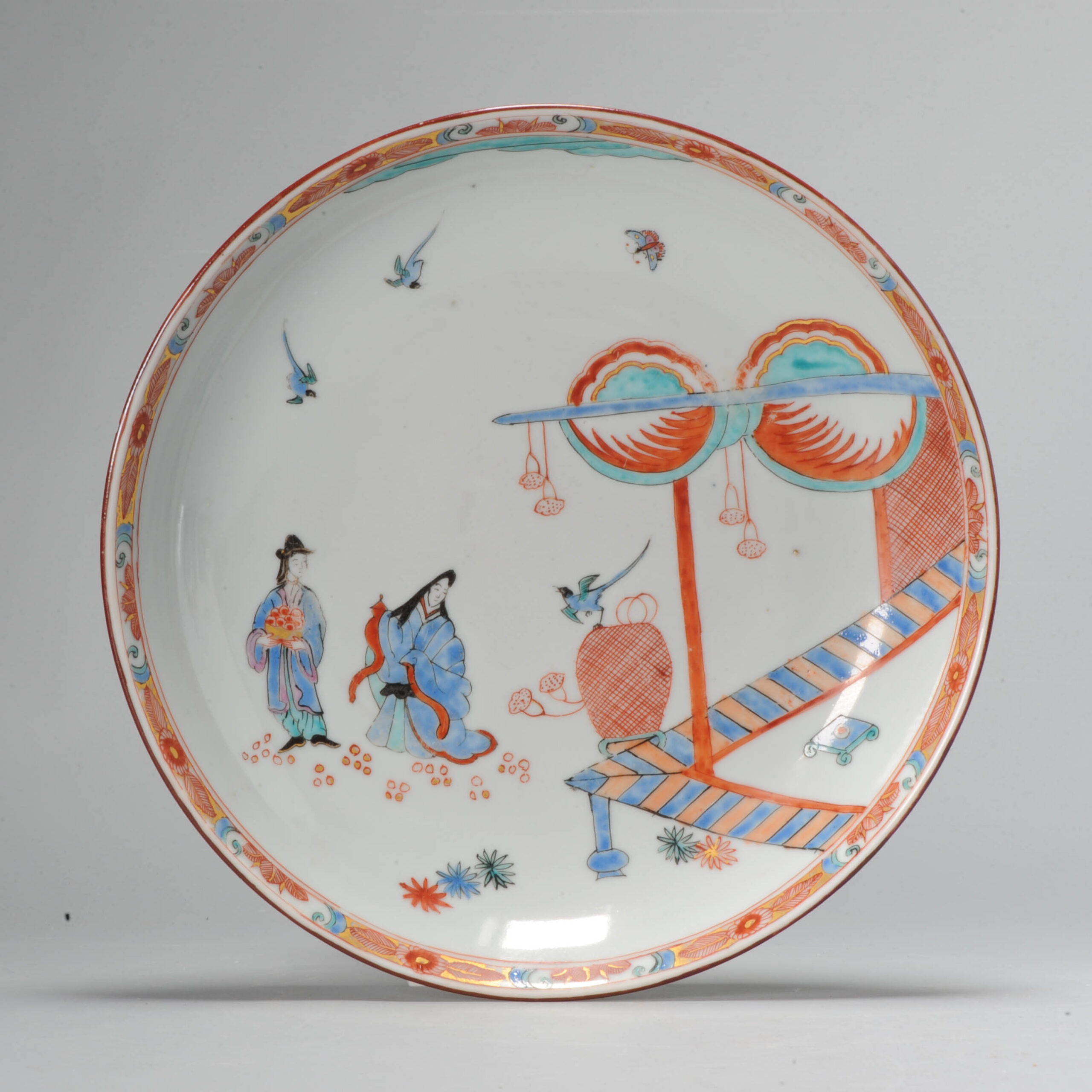 Antique 18C Chinese Porcelain Kakiemon Dish Amsterdam Bont Qing Nightingale