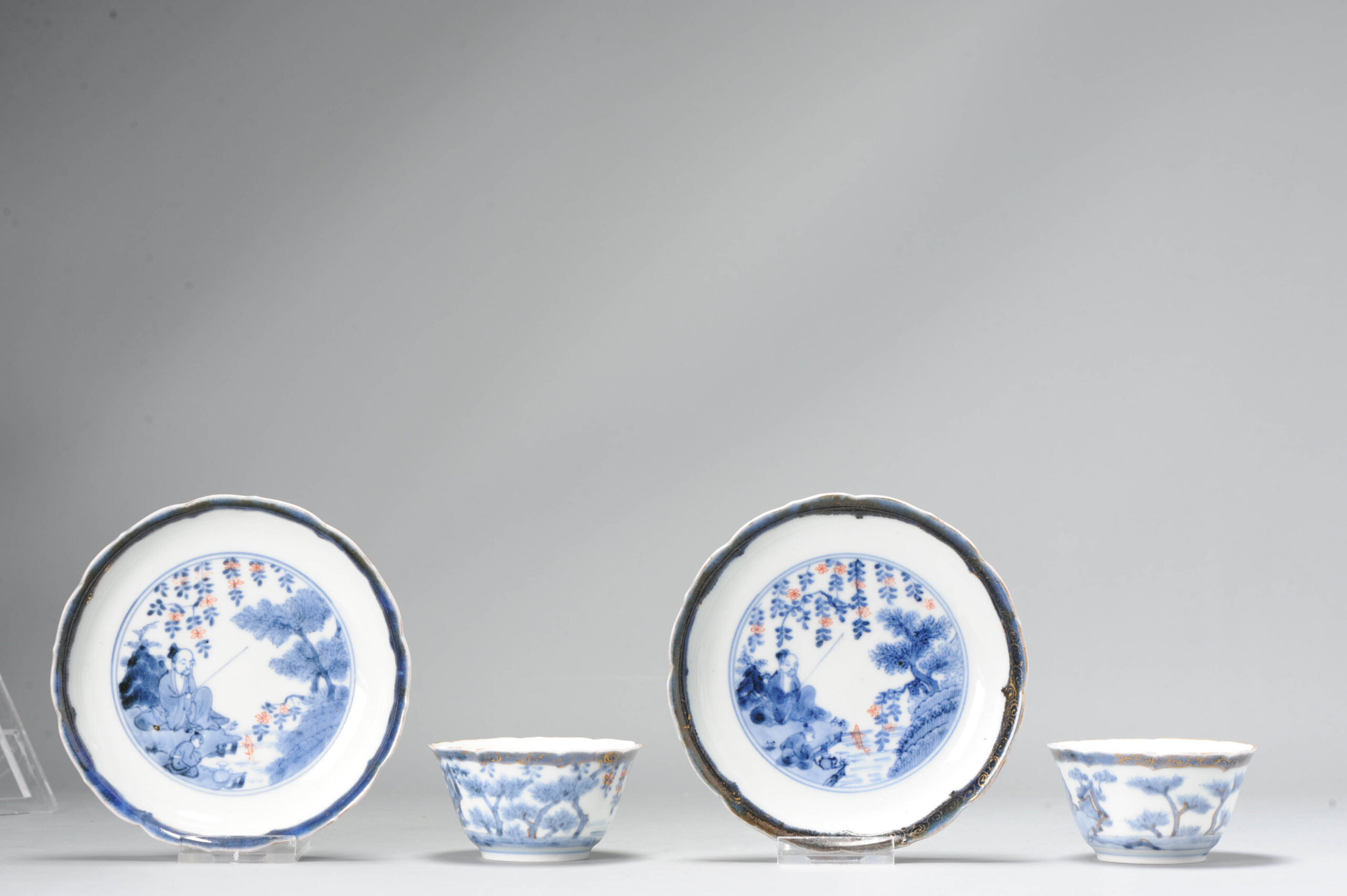 Antique Japanese Arita Frederik Van Frytom Style Porcelain Tea cups Ca 1700