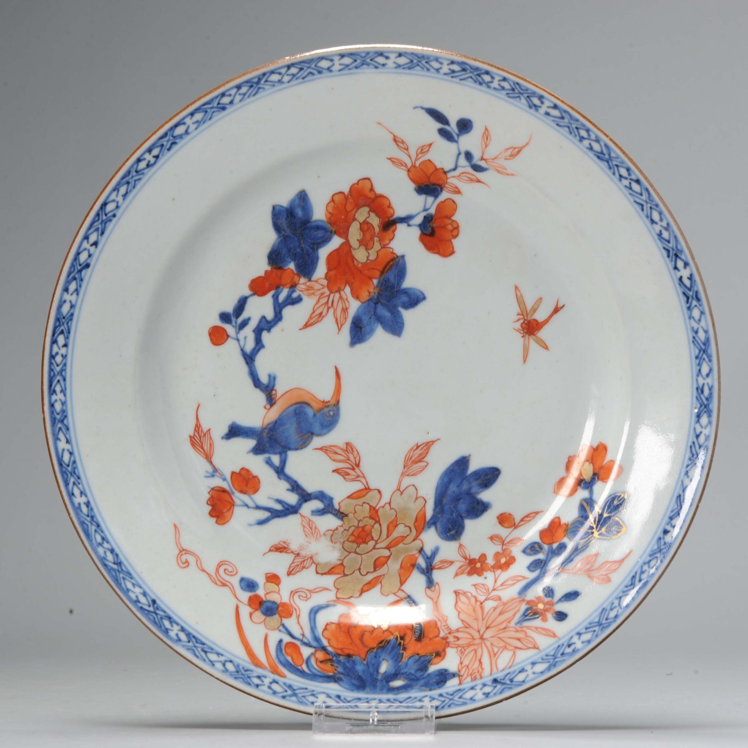 A Kangxi Period Chinese Porcelain 18th c Imari Plate Dish Bird on Branch
