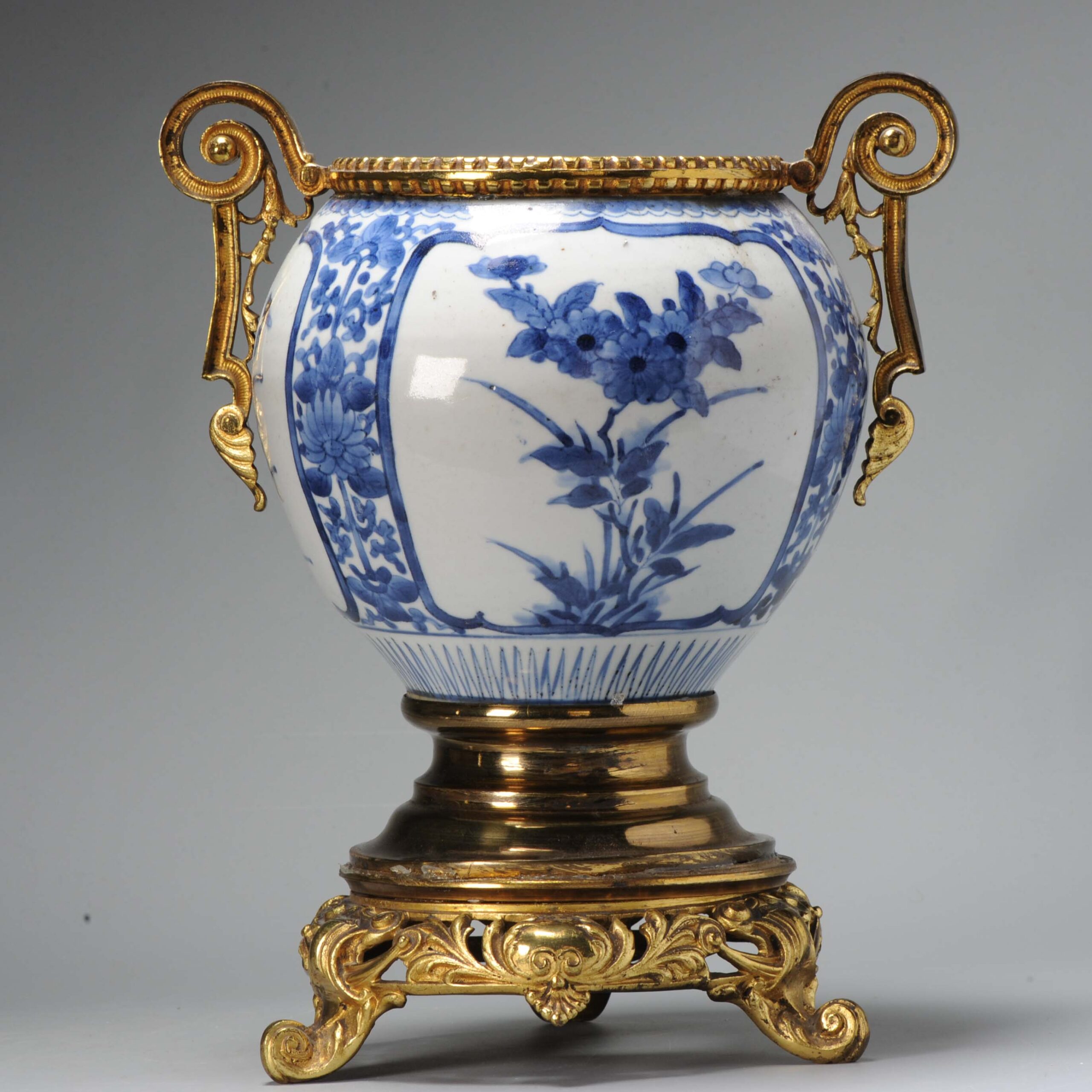 Antique 1680 Edo Arita Japanese Porcelain Vase Ormulu mounted