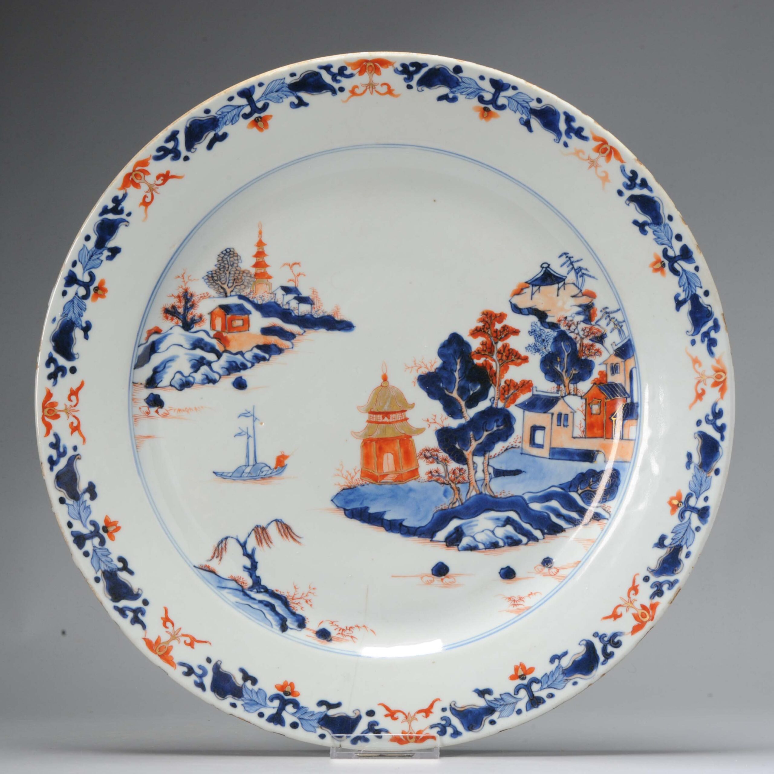 38.5CM Beautiful Chinese Porcelain Kangxi period Imari Charger China Antique