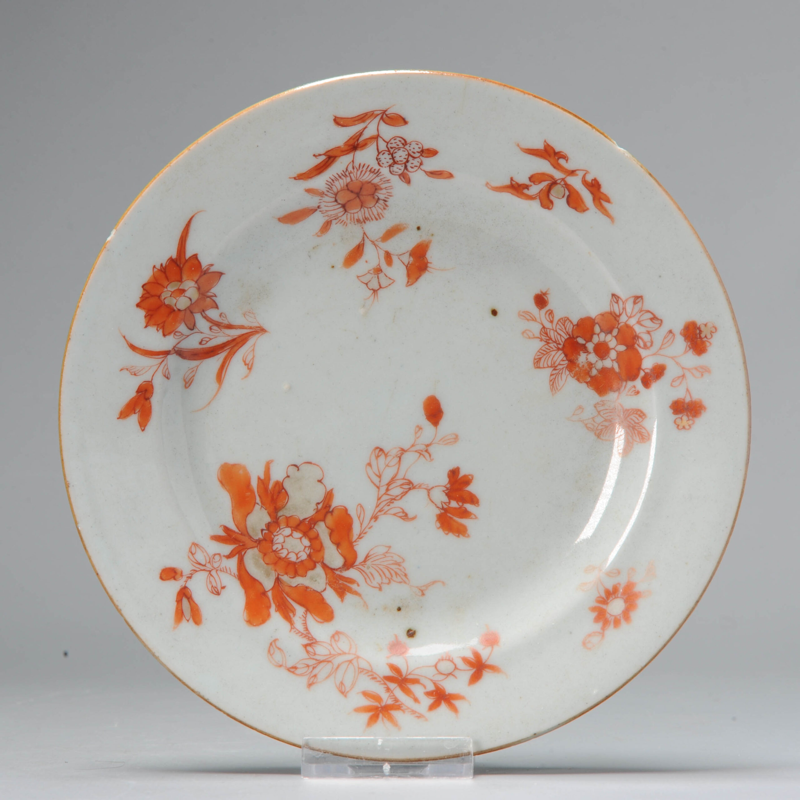 Antique Chinese Porcelain Kangxi period dish Rouge de Fer / Milk Blood