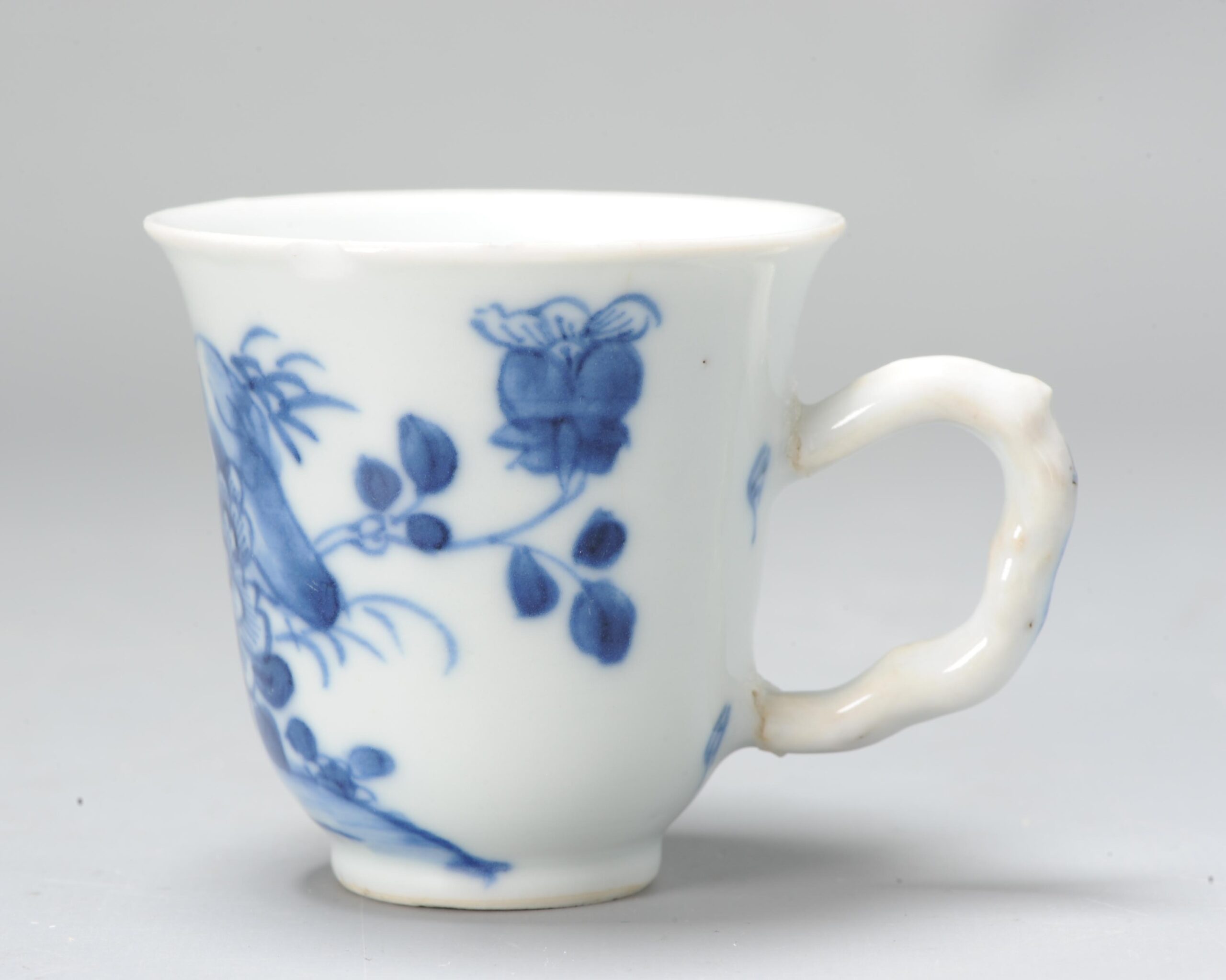 Antique Chinese Coffee Cup – Kangxi – Flowers – Porcelain Qing Dynasty China