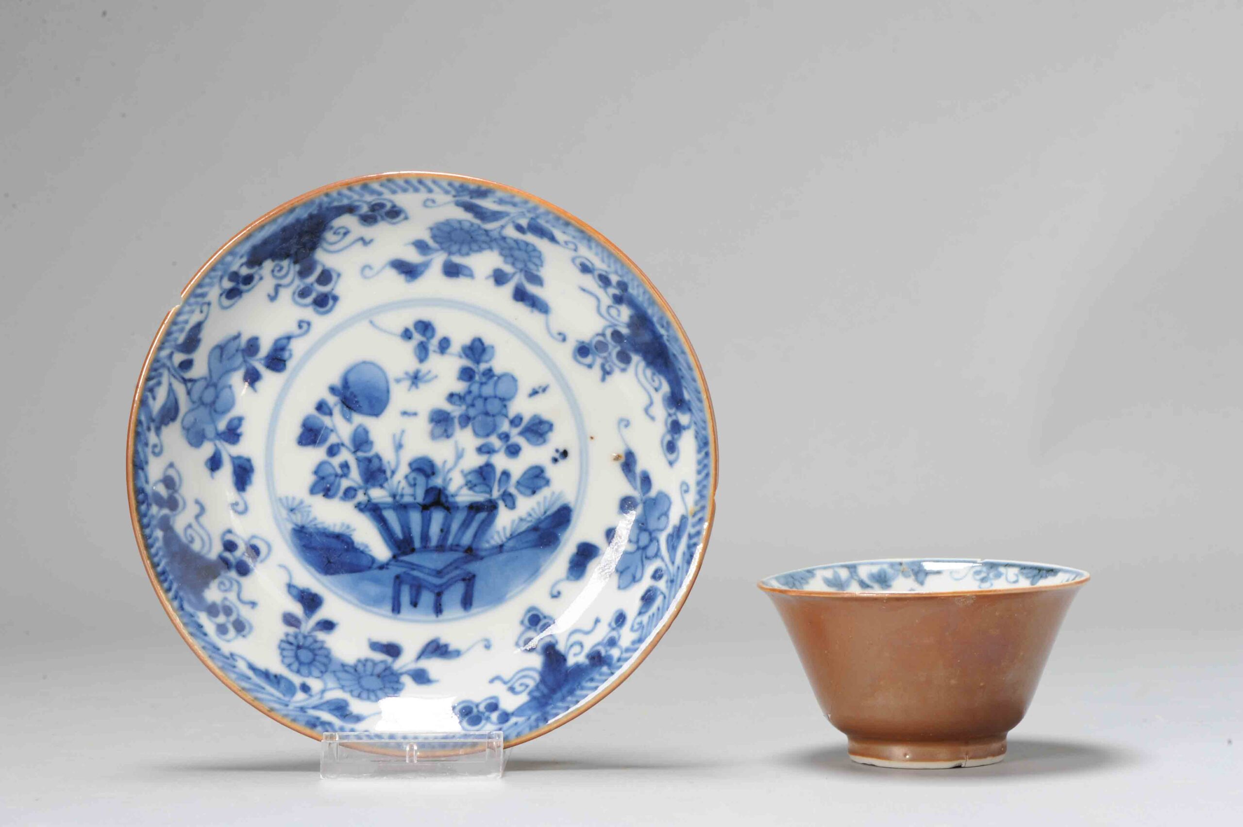 Antique Chinese Porcelain Kangxi period Tea Set Floral Blue and White Batavian