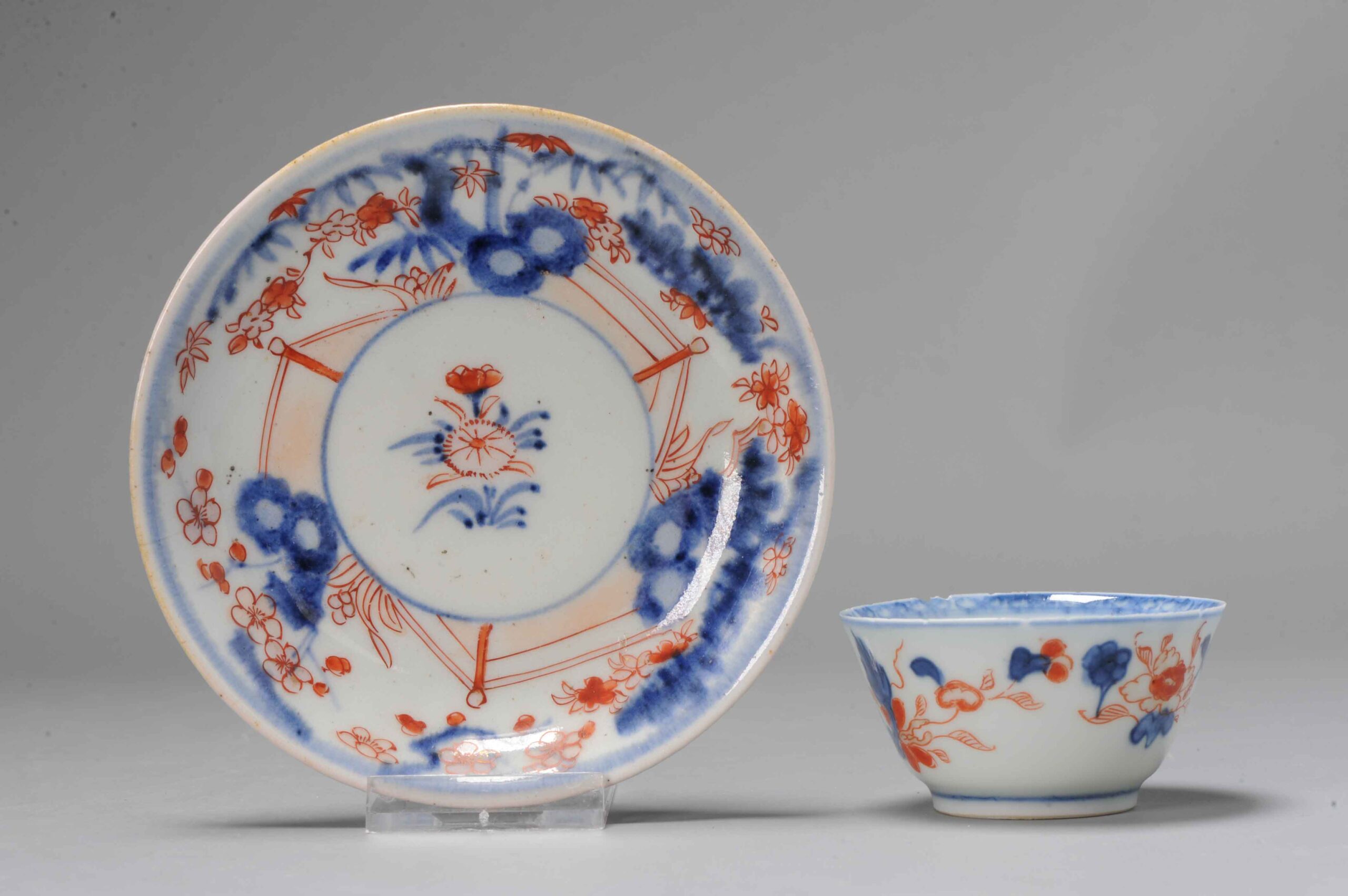 Antique  Chinese Japanese Porcelain Edo period Tea Bowl Floral Imari