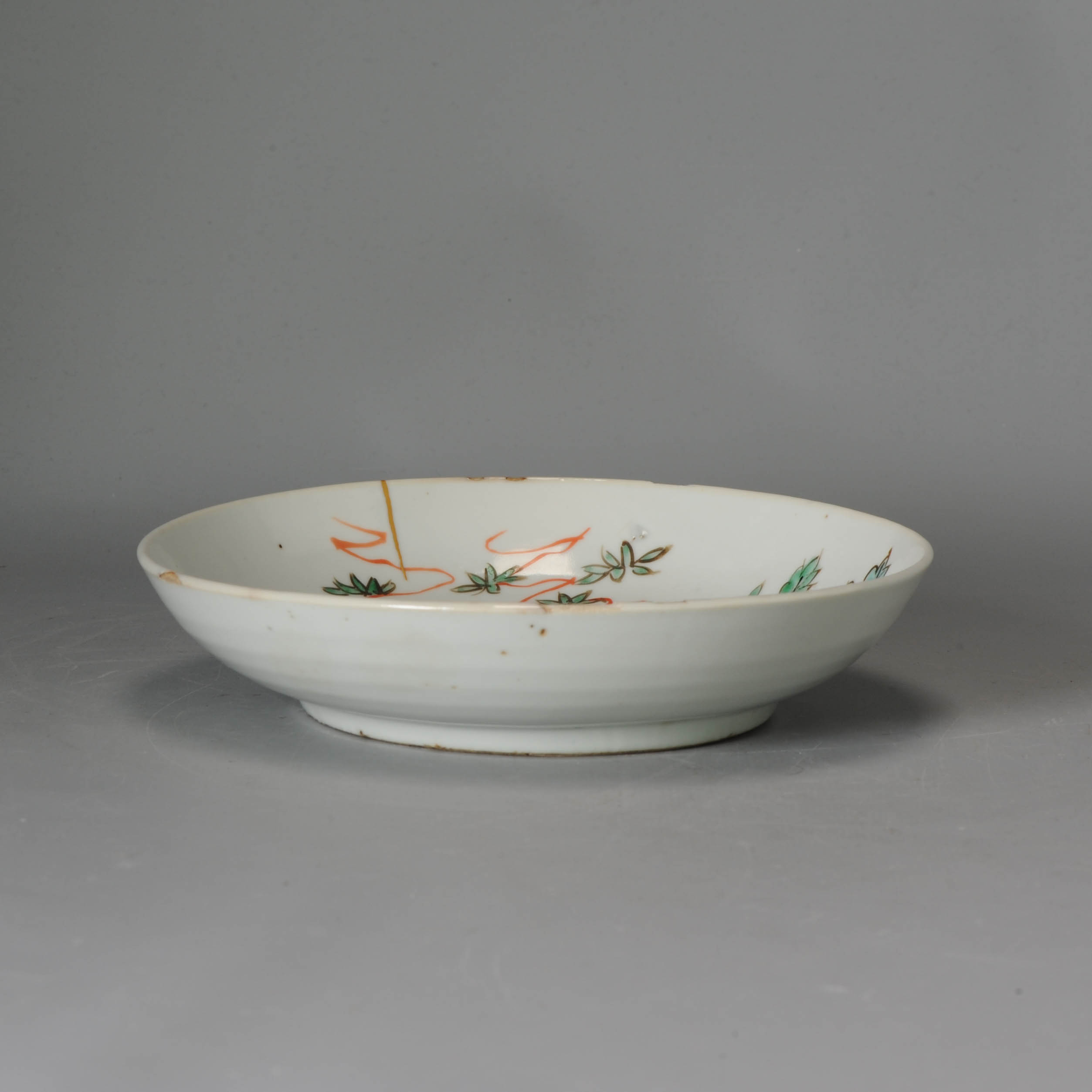 Antique 17C Ko Akae Dish Chinese porcelain Wucai Tianqi Chongzhen Phoenix