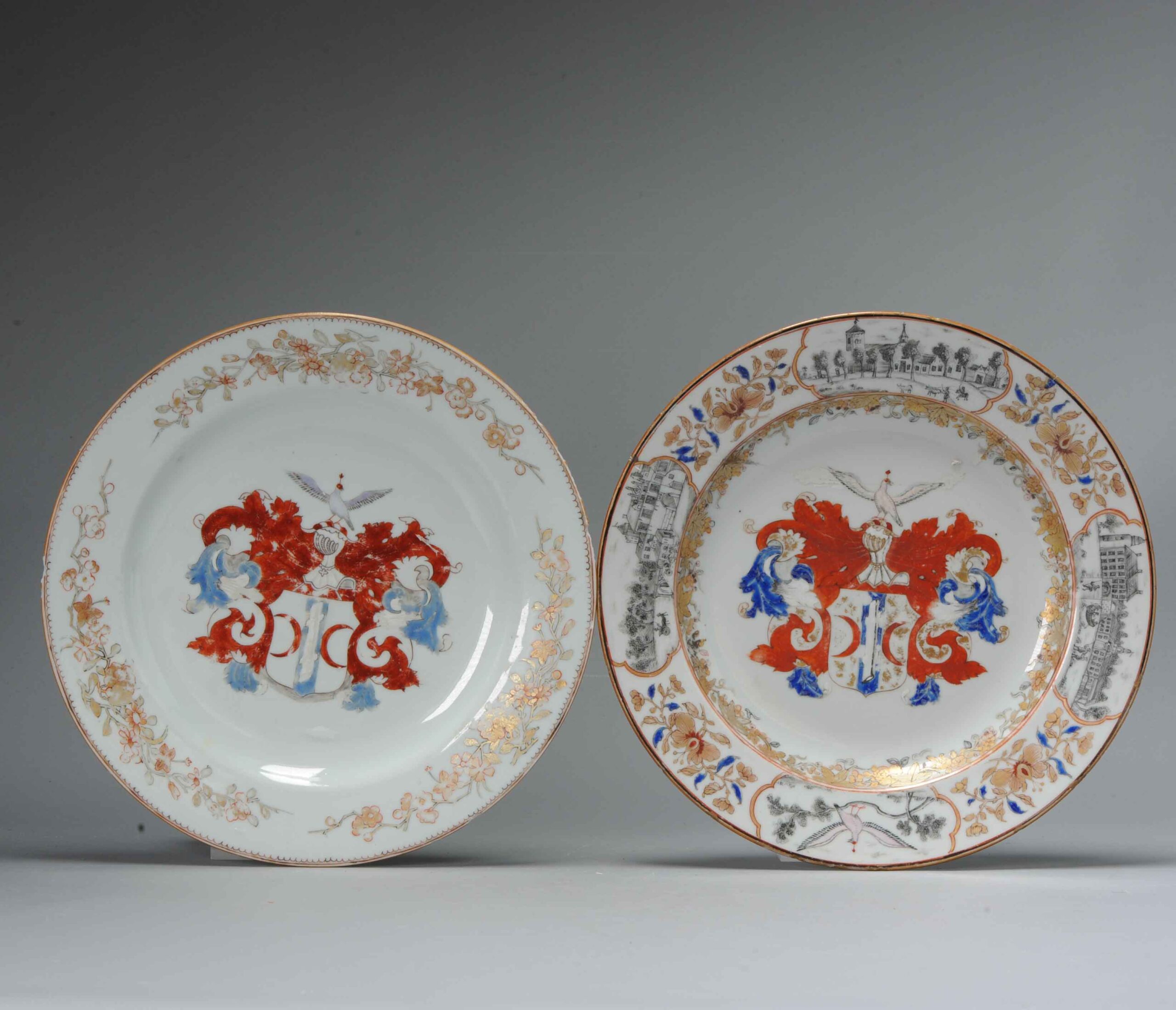 Pair of Very Rare Antique Chinese Porcelain Charger Arms of ADRIAAN VALCKENIER, Qianlong