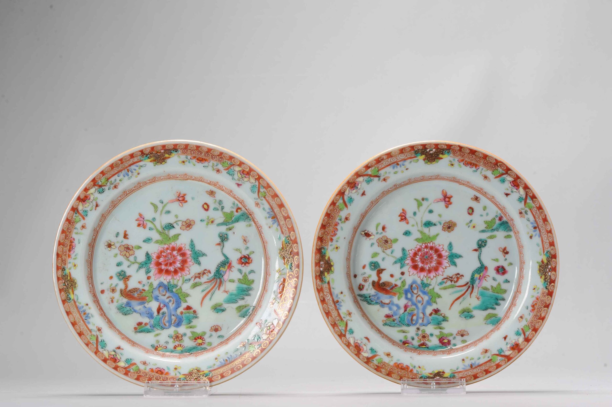 Antique Fencai Qianlong Bird Peacock Dishes Chinese Porcelain Dish Top Quality